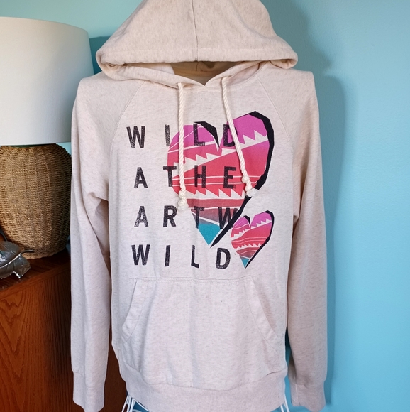 Roxy Tops - Roxy Wild at Heart Pullover Cream Hoodie - Size XL